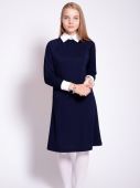 Школьное платье ШФ 11 (темно-синий + белый)
Ткань 	Креп-шифон
Размер 	42, 
Длина изделия 95 см, рукава - 63 см (для 40 размера)